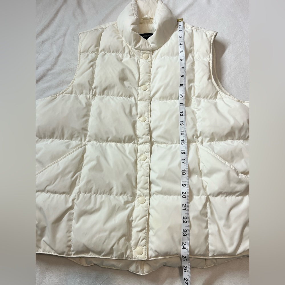 Lands' End Off-White Women’s Ivory Button Up Puffer Vest w Pockets Size L 14-16 - Picture 5 of 14